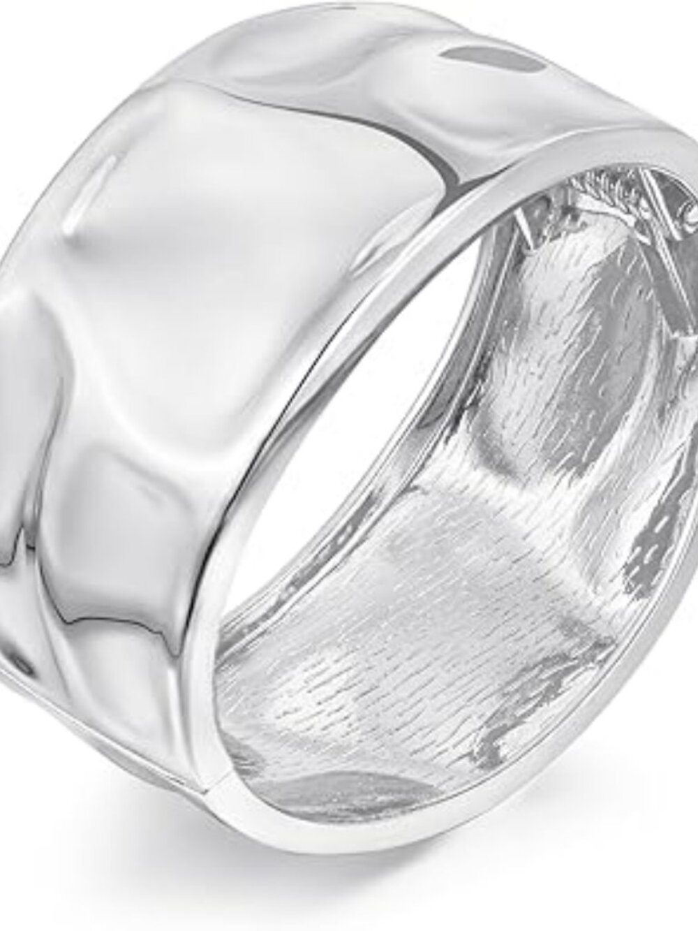 NEW Chunky Silver Bangle Bracelet Thick Wide Hinged Cuff Hammered Standout